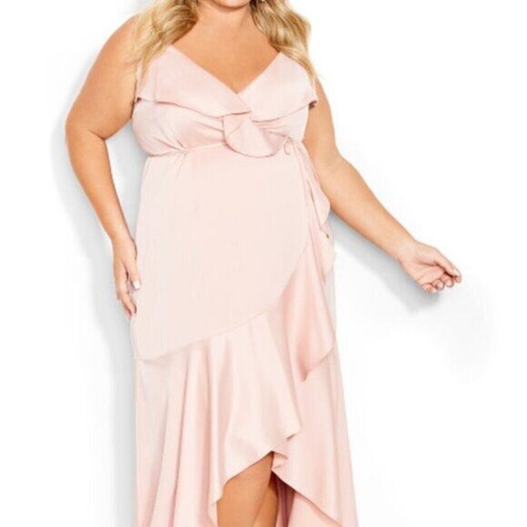 City Chic Women's Ruffle‎ Hi-Low  Wrap Maxi Dress - Picture 5 of 9